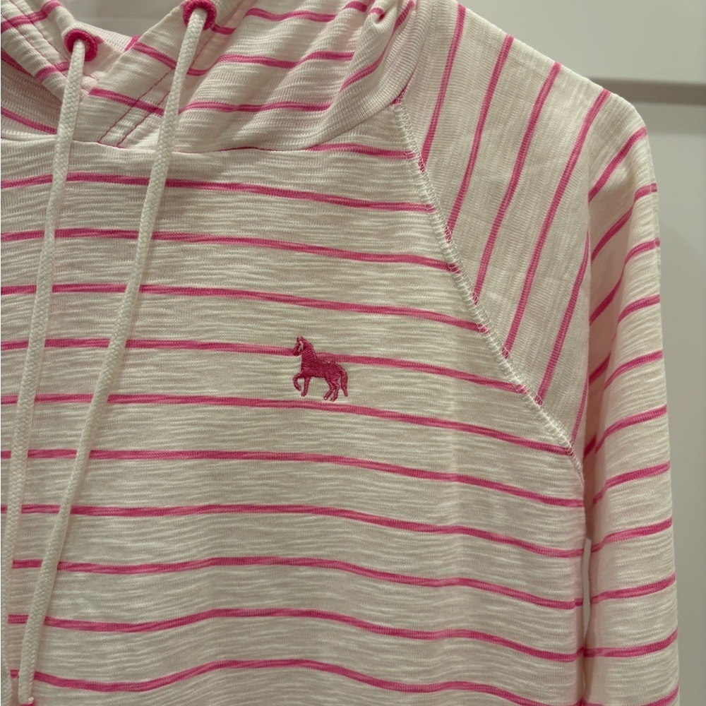 Southern Tide Pink and White Striped Hoodie Top - Picture 2 of 5